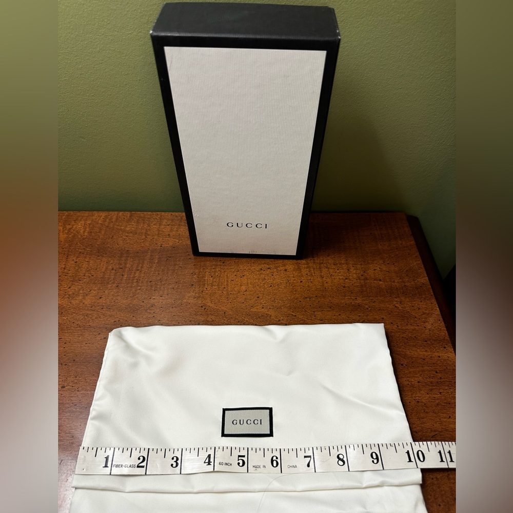 Gucci dust cover long wallet white silky cover black & white wallet box storage - Picture 6 of 9